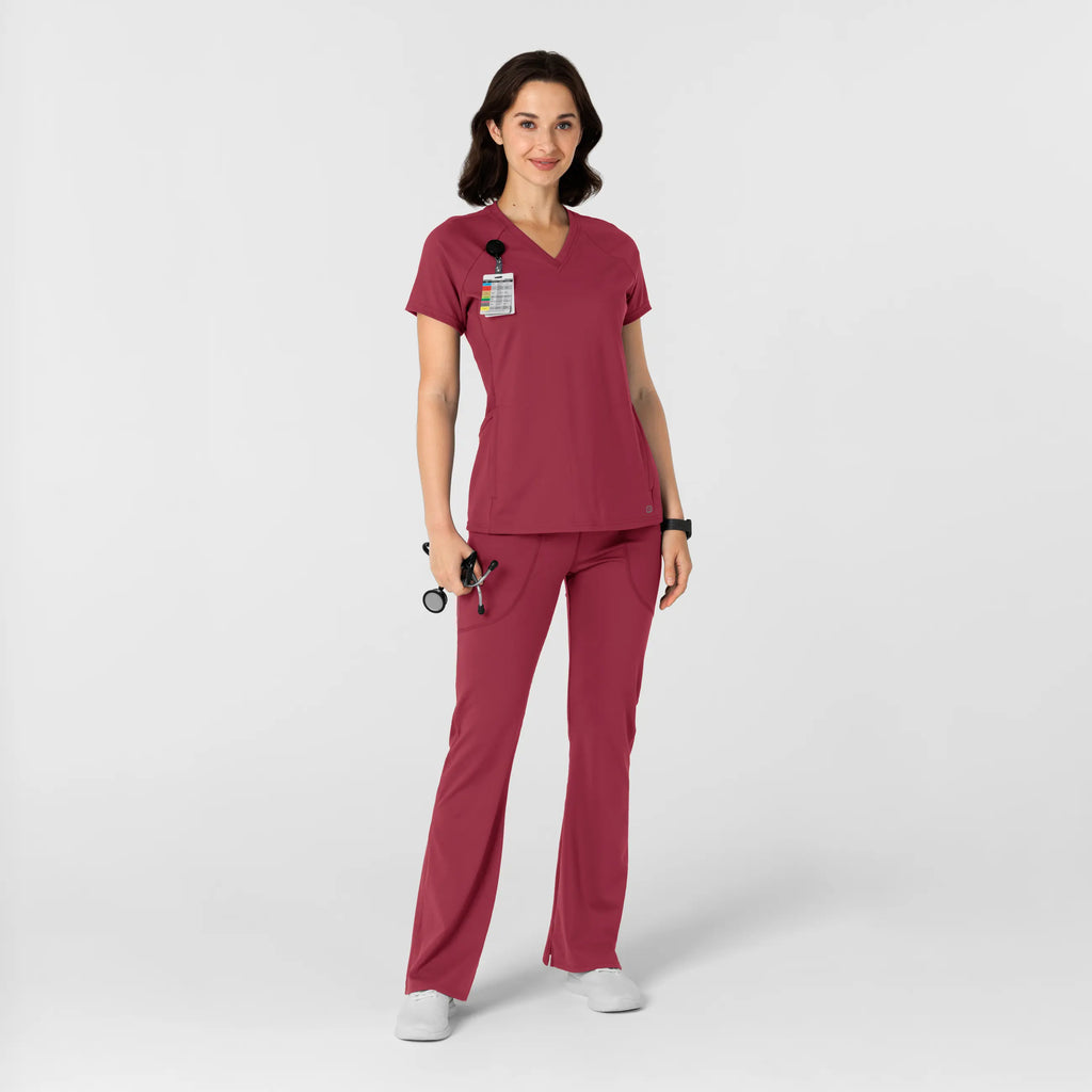 Wink Scrubs Women's Knit Flare Yoga Scrub Pant Ruby | scrub-supply.com