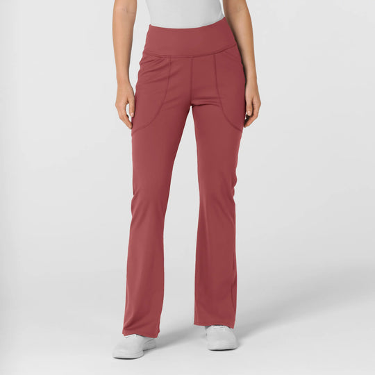 Wink Scrubs Women's Knit Flare Yoga Scrub Pant Ruby | scrub-supply.com