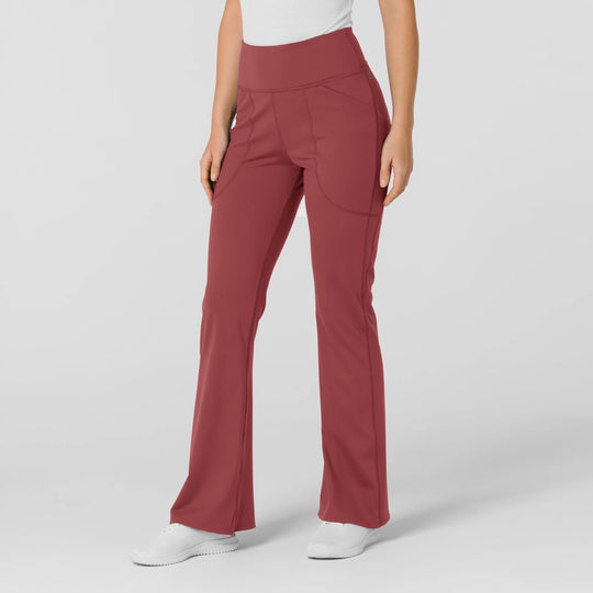 Wink Scrubs Women's Knit Flare Yoga Scrub Pant Ruby | scrub-supply.com