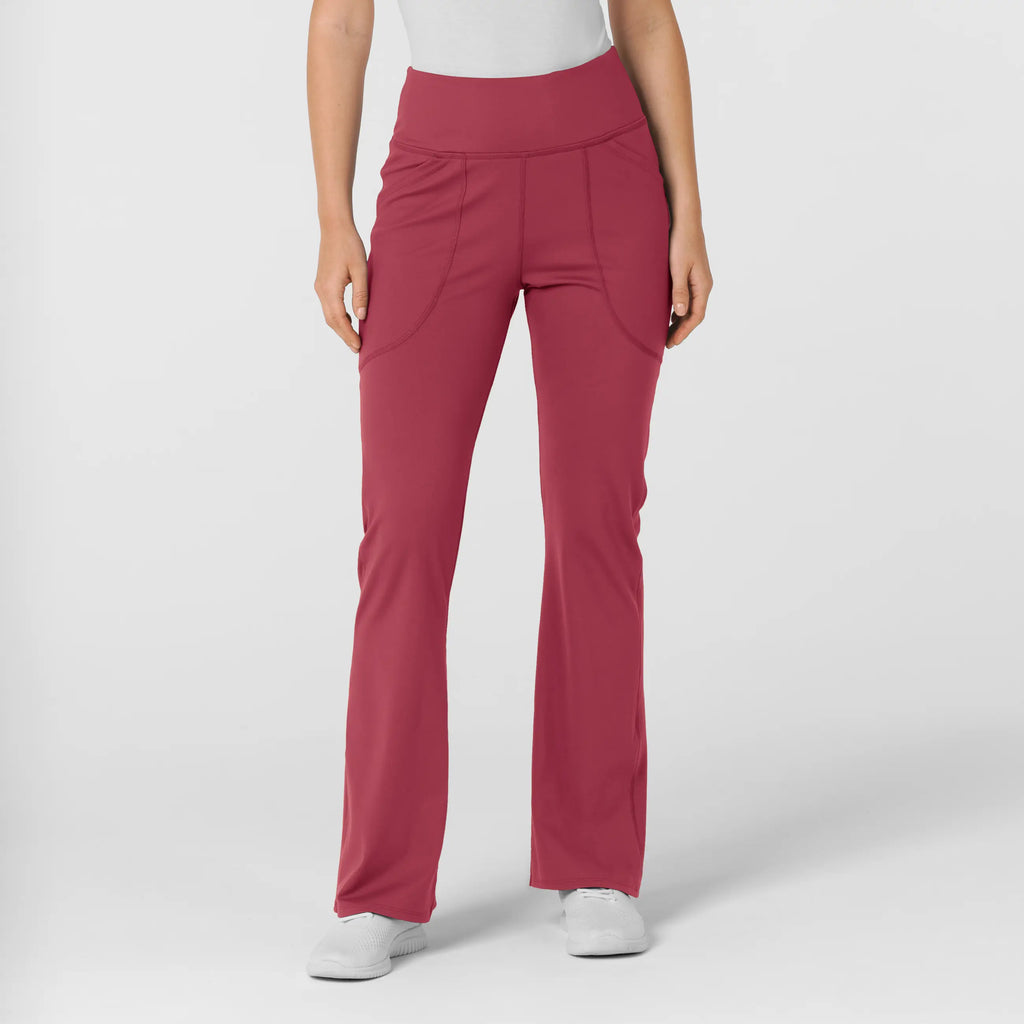 Wink Scrubs Women's Knit Flare Yoga Scrub Pant Ruby | scrub-supply.com