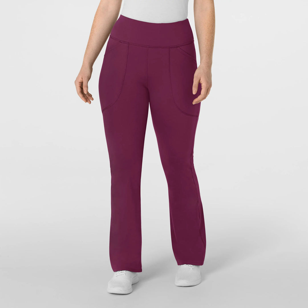 Wink Scrubs Women's Knit Flare Yoga Scrub Pant Wine | scrub-supply.com