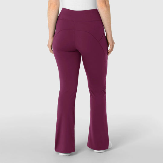 Wink Scrubs Women's Knit Flare Yoga Scrub Pant Wine | scrub-supply.com