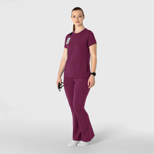 Wink Scrubs Women's Knit Flare Yoga Scrub Pant Wine | scrub-supply.com