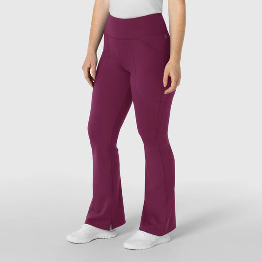 Wink Scrubs Women's Knit Flare Yoga Scrub Pant Wine | scrub-supply.com