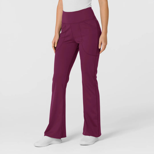 Wink Scrubs Women's Knit Flare Yoga Scrub Pant Wine | scrub-supply.com