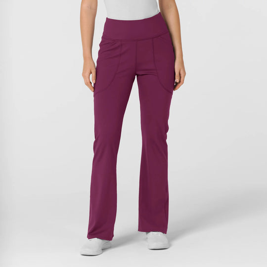 Wink Scrubs Women's Knit Flare Yoga Scrub Pant Wine | scrub-supply.com