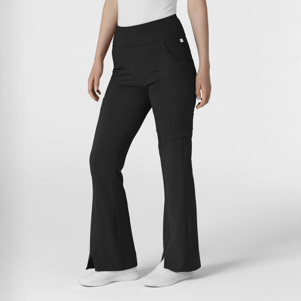 Wink Scrubs Women's Cargo Flare Scrub Pant Black | scrub-supply.com