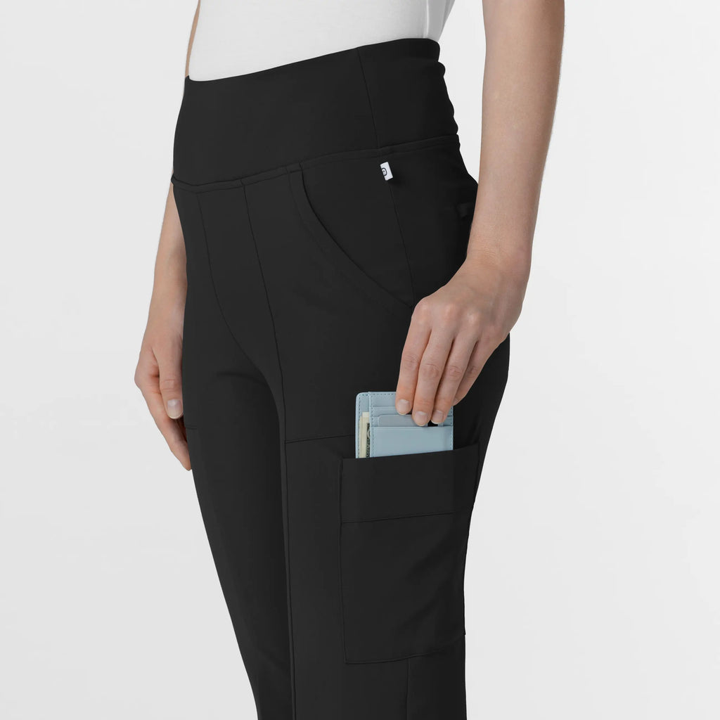 Wink Scrubs Women's Cargo Flare Scrub Pant Black | scrub-supply.com