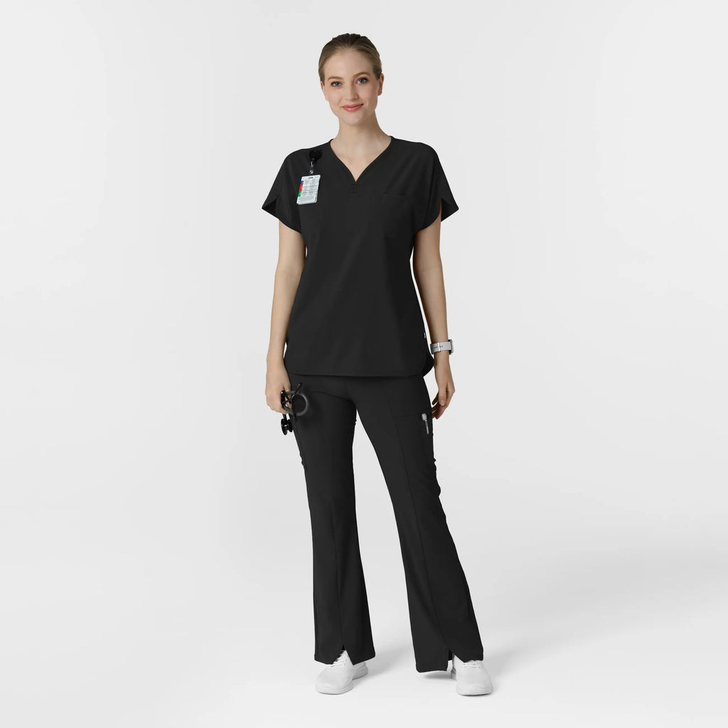 Wink Scrubs Women's Cargo Flare Scrub Pant Black | scrub-supply.com