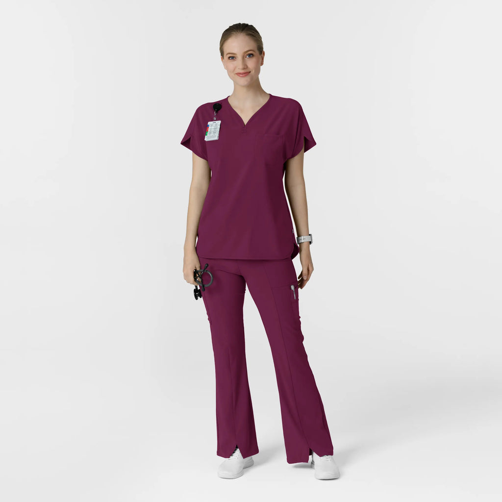 Wink Scrubs Women's Cargo Flare Scrub Pant Wine | scrub-supply.com