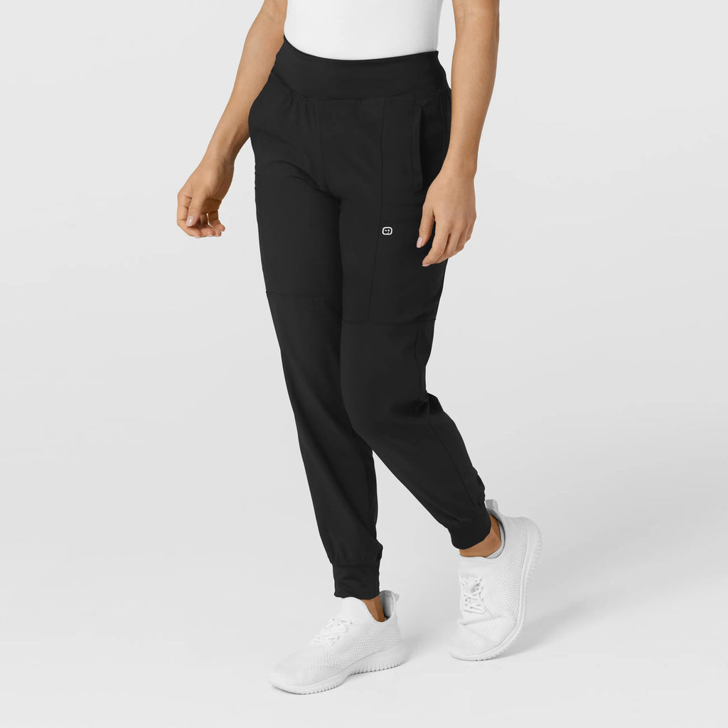 Wink Scrubs Women's Comfort Waist Cargo Jogger Scrub Pant Black | scrub-supply.com