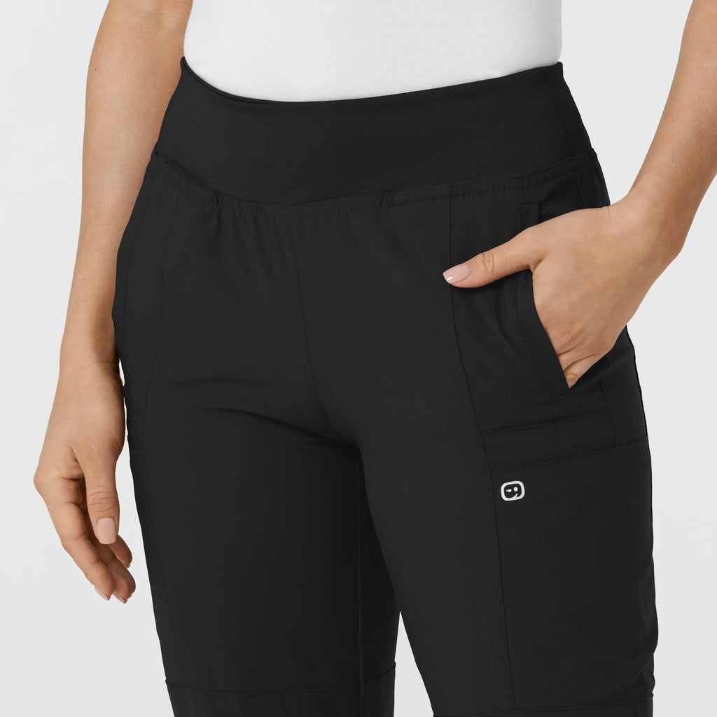 Wink Scrubs Women's Comfort Waist Cargo Jogger Scrub Pant Black | scrub-supply.com