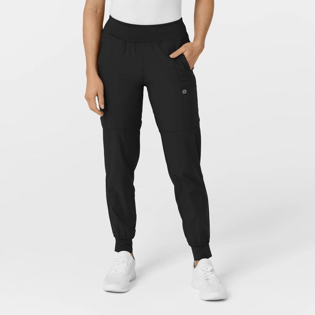 Wink Scrubs Women's Comfort Waist Cargo Jogger Scrub Pant Black | scrub-supply.com