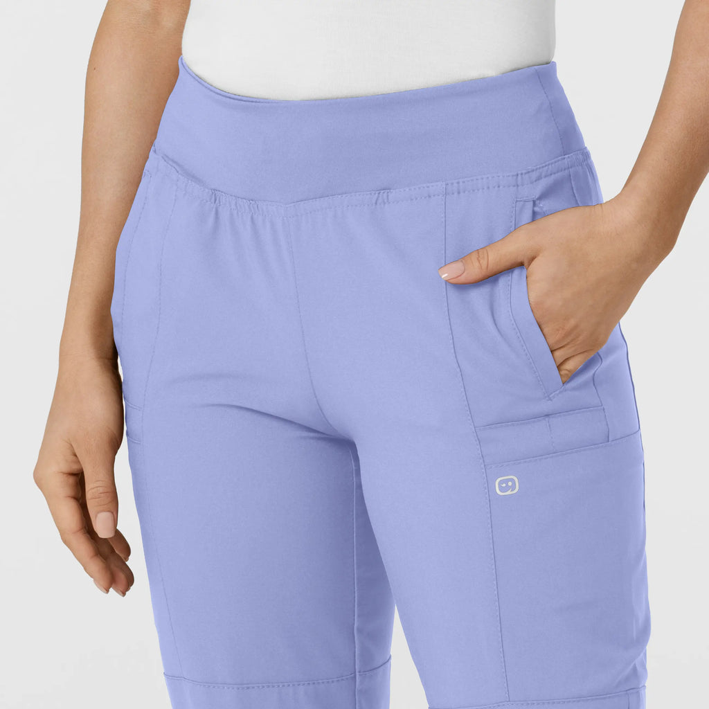 Wink Scrubs Women's Comfort Waist Cargo Jogger Scrub Pant Ceil Blue | scrub-supply.com