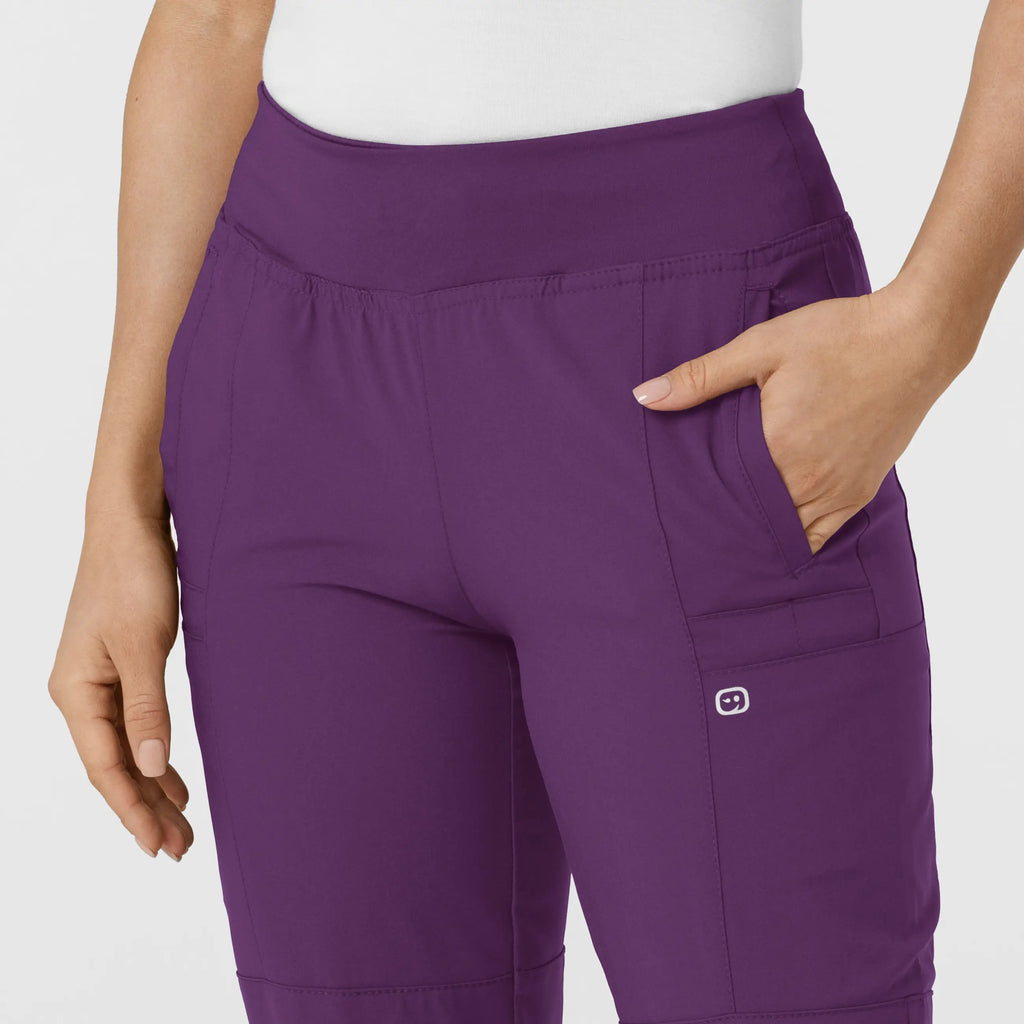 Wink Scrubs Women's Comfort Waist Cargo Jogger Scrub Pant Eggplant | scrub-supply.com