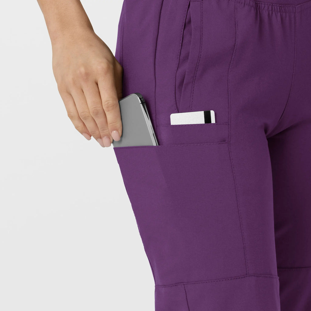 Wink Scrubs Women's Comfort Waist Cargo Jogger Scrub Pant Eggplant | scrub-supply.com