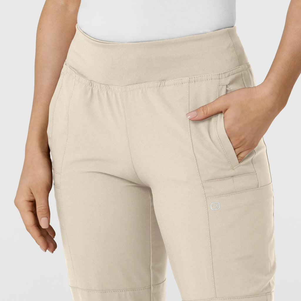 Wink Scrubs Women's Comfort Waist Cargo Jogger Scrub Pant Khaki | scrub-supply.com