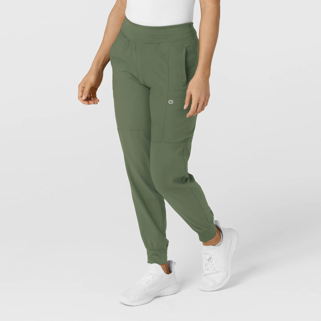 Wink Scrubs Women's Comfort Waist Cargo Jogger Scrub Pant Olive | scrub-supply.com