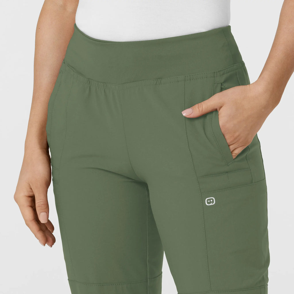 Wink Scrubs Women's Comfort Waist Cargo Jogger Scrub Pant Olive | scrub-supply.com