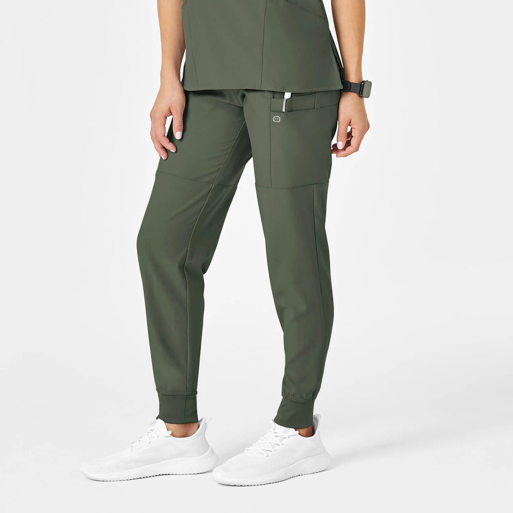 Wink Scrubs Women's Comfort Waist Cargo Jogger Scrub Pant Olive | scrub-supply.com