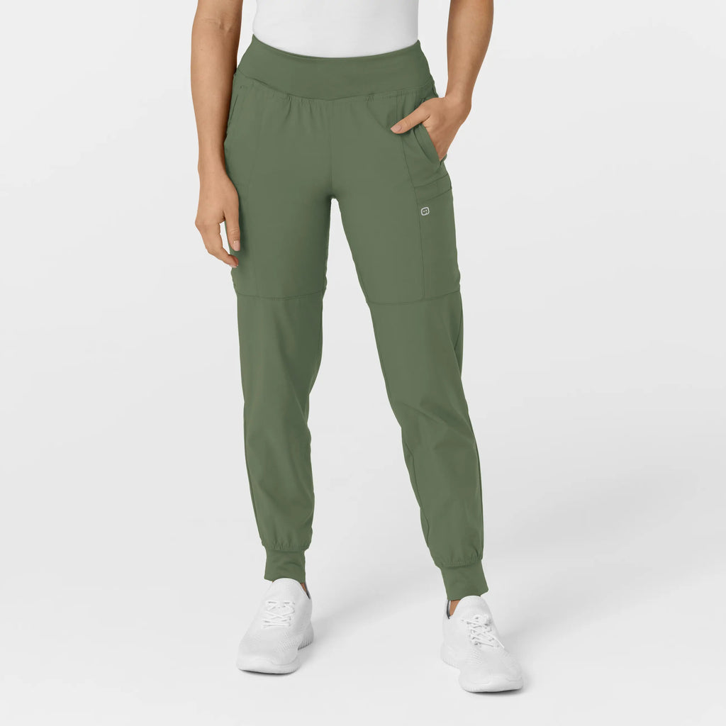 Wink Scrubs Women's Comfort Waist Cargo Jogger Scrub Pant Olive | scrub-supply.com