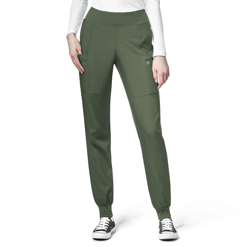 Wink Scrubs Women's Comfort Waist Cargo Jogger Scrub Pant Olive | scrub-supply.com