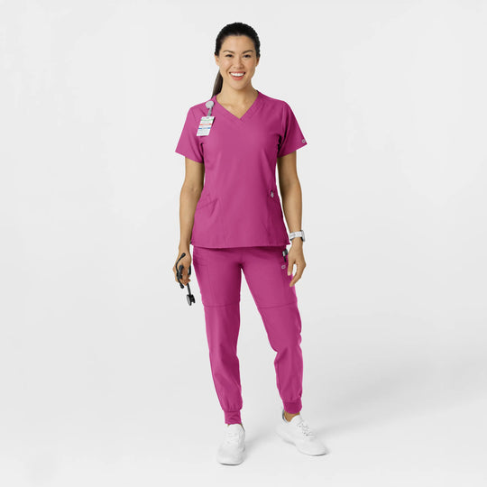 Wink Scrubs Women's Comfort Waist Cargo Jogger Scrub Pant Raspberry | scrub-supply.com