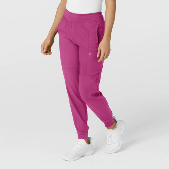 Wink Scrubs Women's Comfort Waist Cargo Jogger Scrub Pant Raspberry | scrub-supply.com