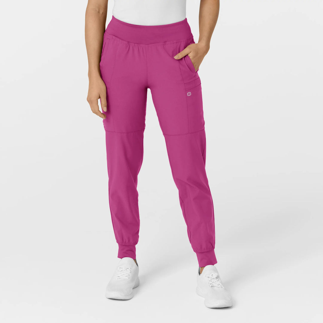 Wink Scrubs Women's Comfort Waist Cargo Jogger Scrub Pant Raspberry | scrub-supply.com