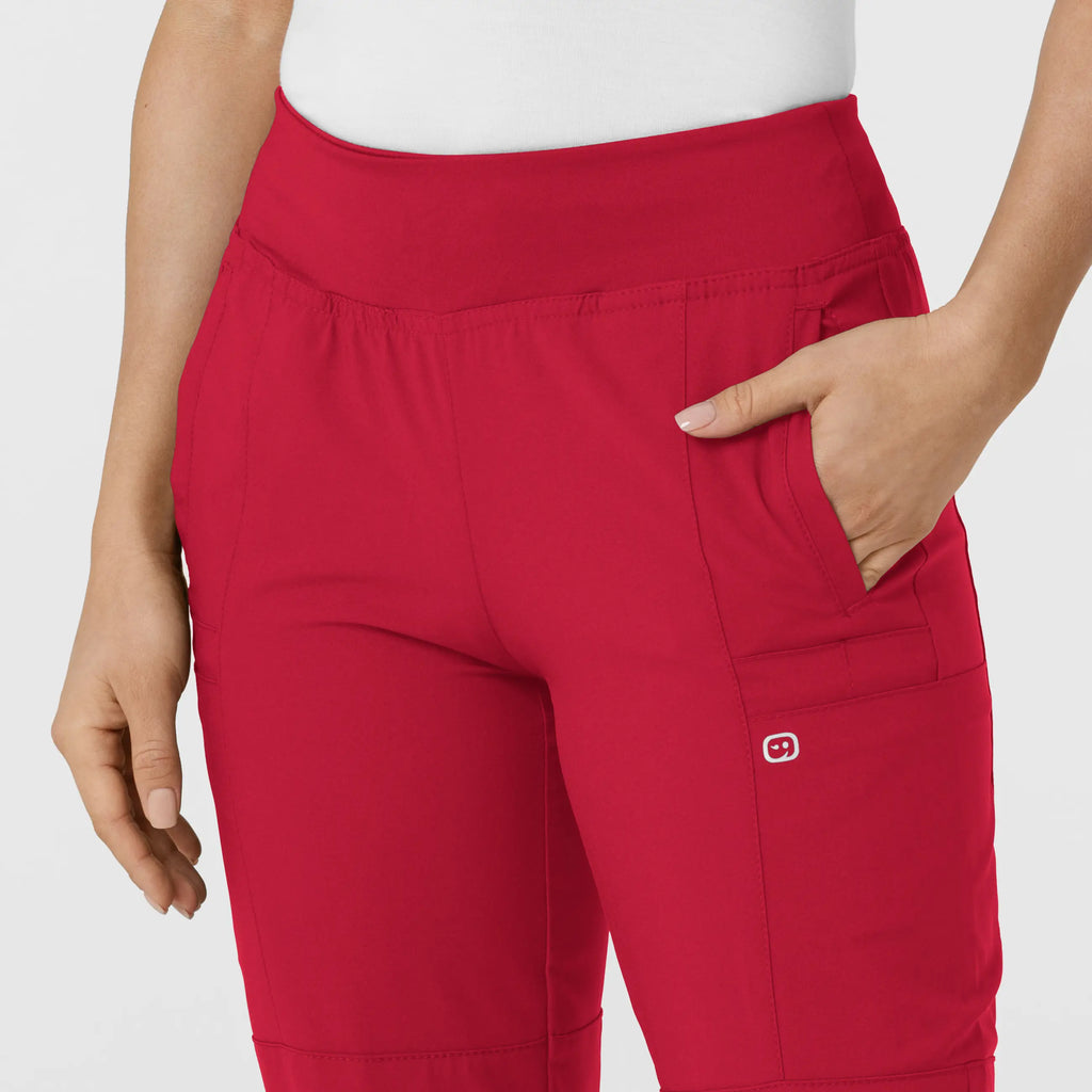 Wink Scrubs Women's Comfort Waist Cargo Jogger Scrub Pant Red | scrub-supply.com