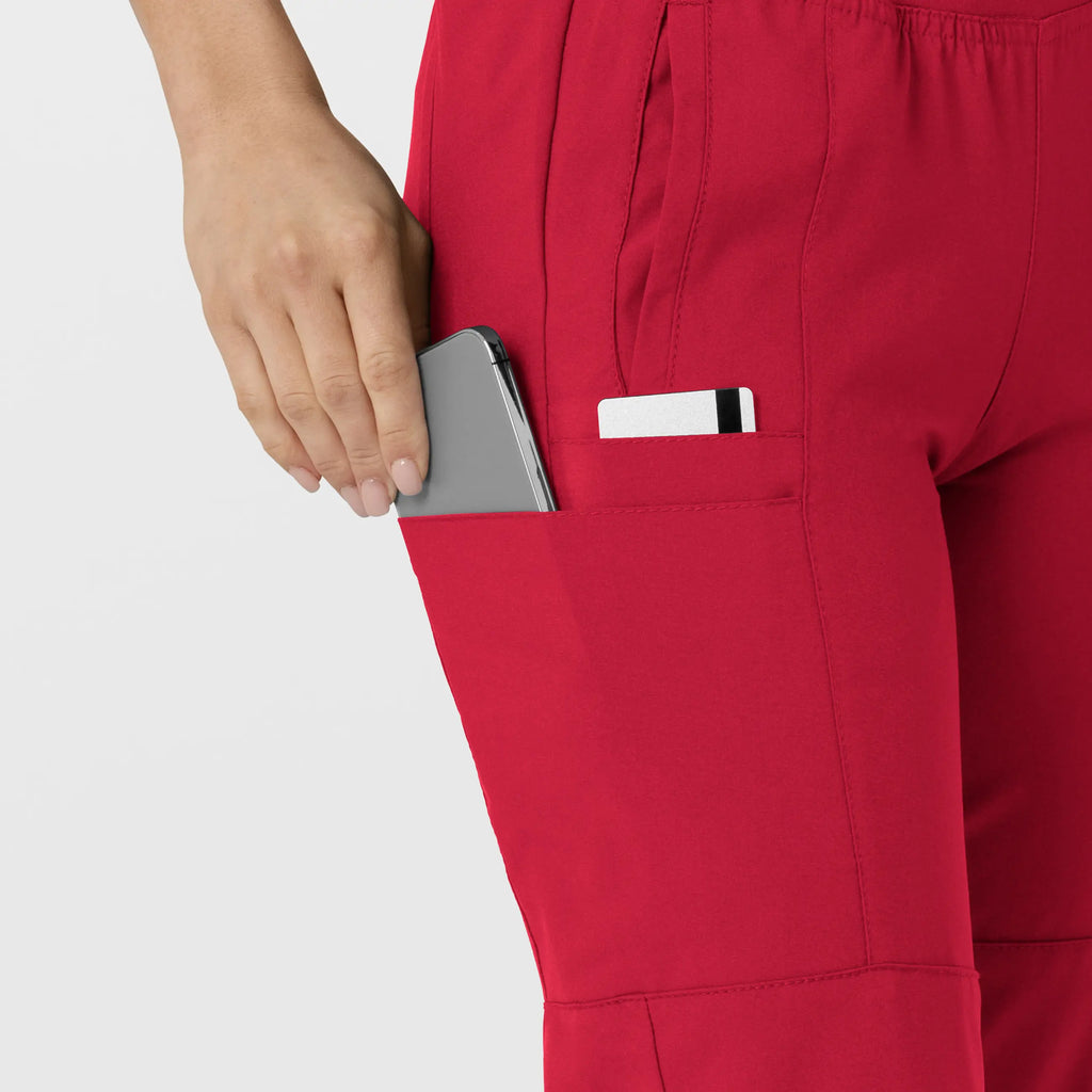 Wink Scrubs Women's Comfort Waist Cargo Jogger Scrub Pant Red | scrub-supply.com