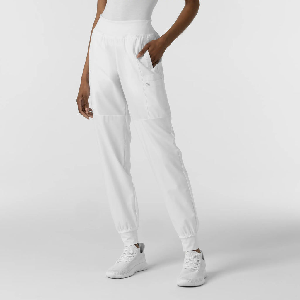 Wink Scrubs Women's Comfort Waist Cargo Jogger Scrub Pant White | scrub-supply.com