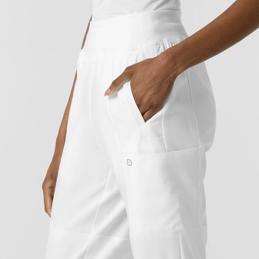 Wink Scrubs Women's Comfort Waist Cargo Jogger Scrub Pant White | scrub-supply.com