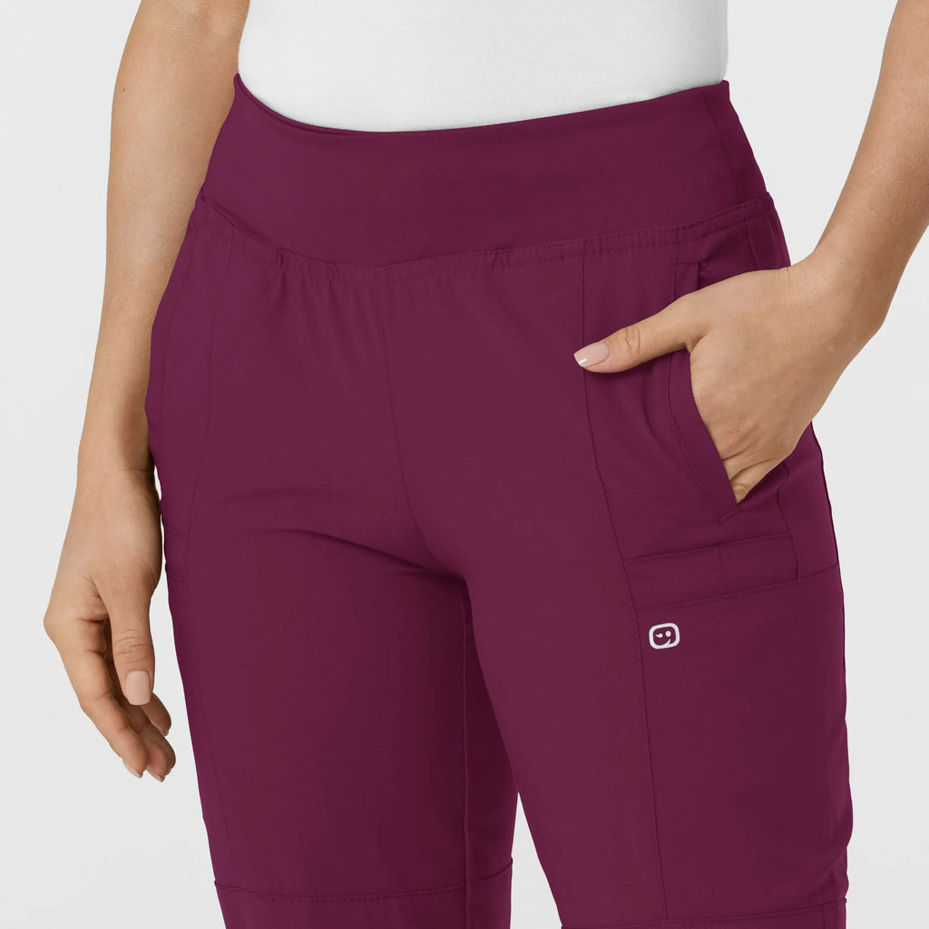 Wink Scrubs Women's Comfort Waist Cargo Jogger Scrub Pant Wine | scrub-supply.com