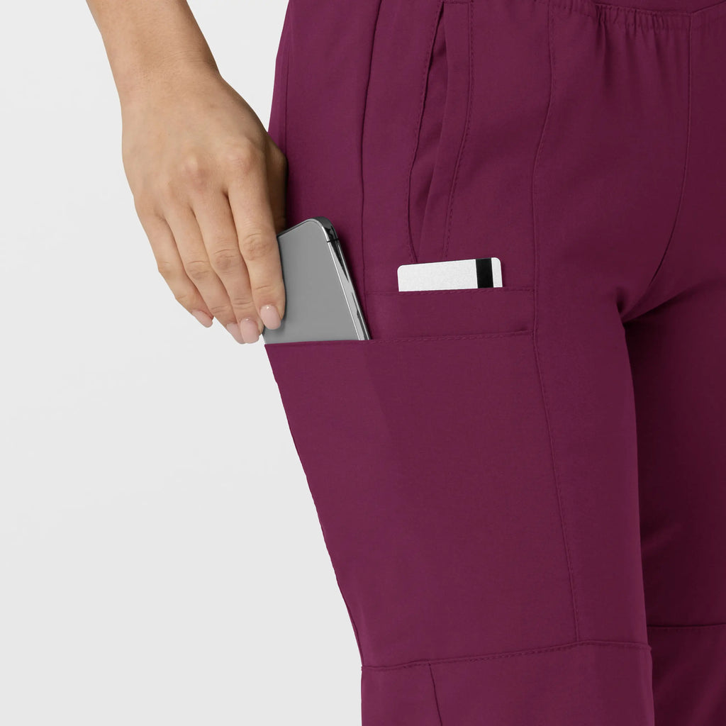 Wink Scrubs Women's Comfort Waist Cargo Jogger Scrub Pant Wine | scrub-supply.com