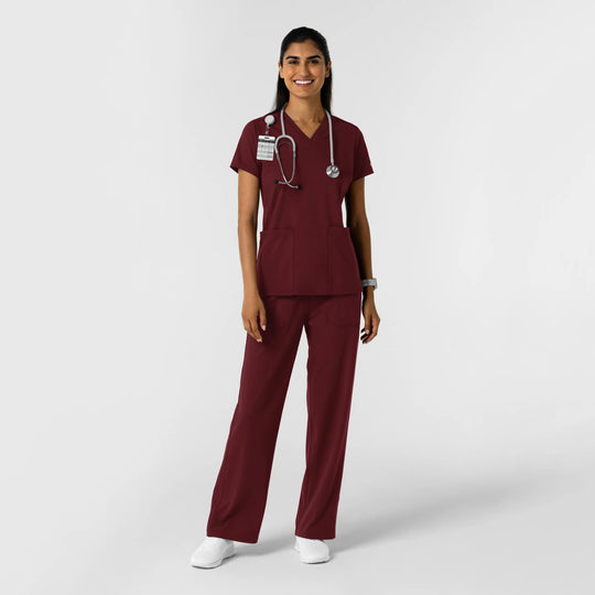 Wink Scrubs Women's RENEW Wide Leg Scrub Pant Burgundy | scrub-supply.com