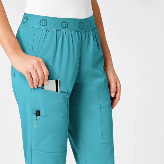 Wink Scrubs Women's Slim Cargo Jogger Scrub Pant Teal | scrub-supply.com