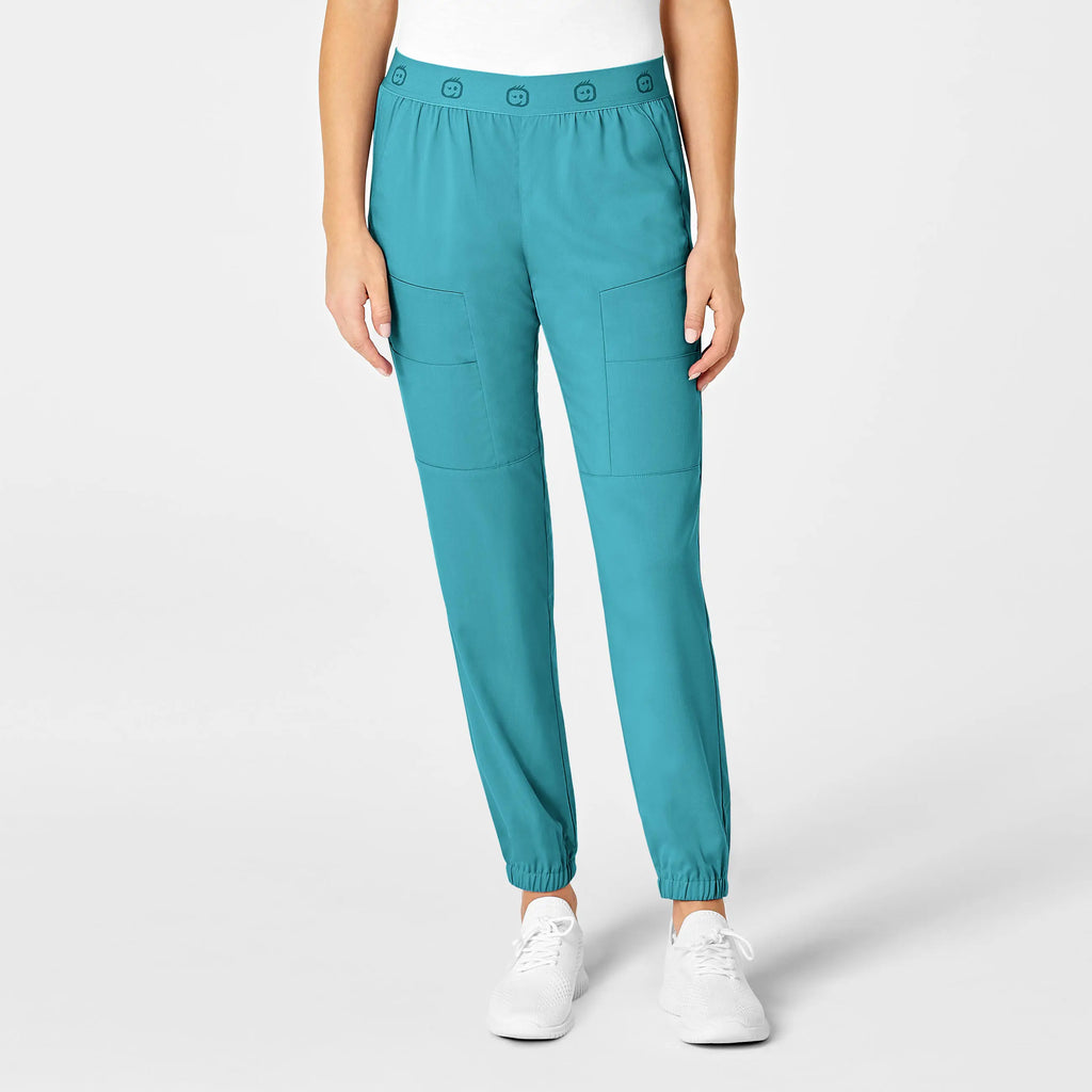Wink Scrubs Women's Slim Cargo Jogger Scrub Pant Teal | scrub-supply.com