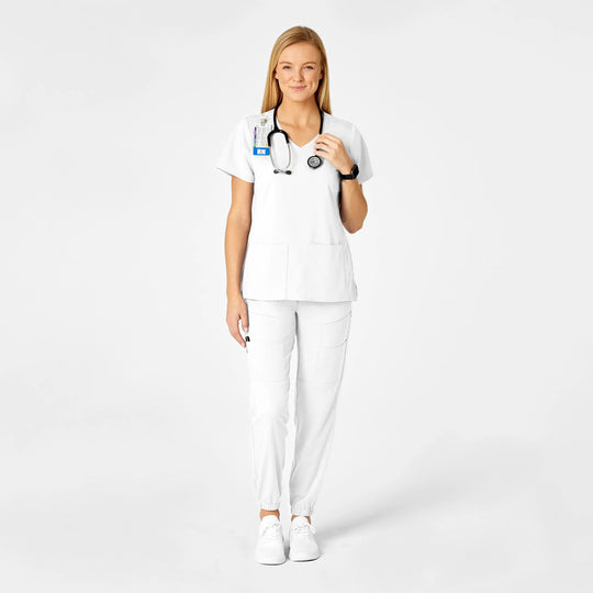 Wink Scrubs Women's Slim Cargo Jogger Scrub Pant White | scrub-supply.com