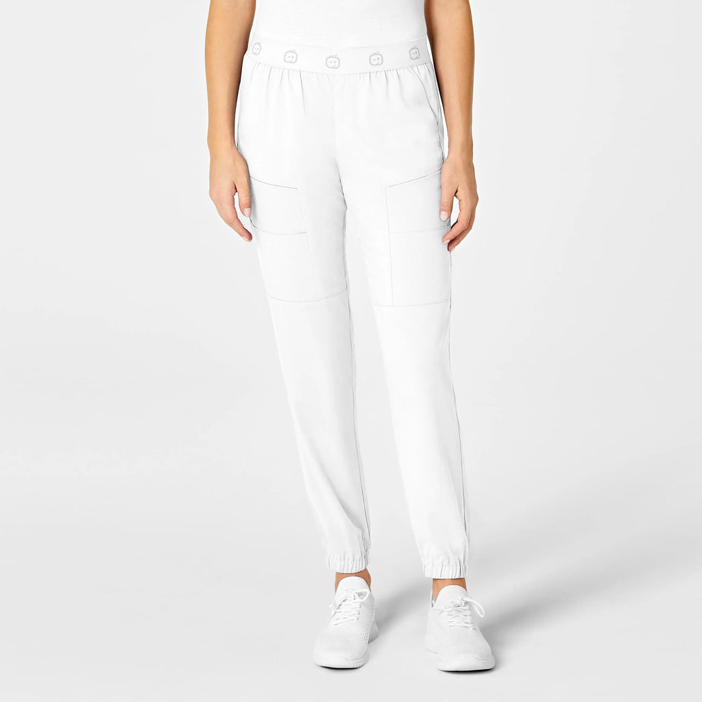 Wink Scrubs Women's Slim Cargo Jogger Scrub Pant White | scrub-supply.com