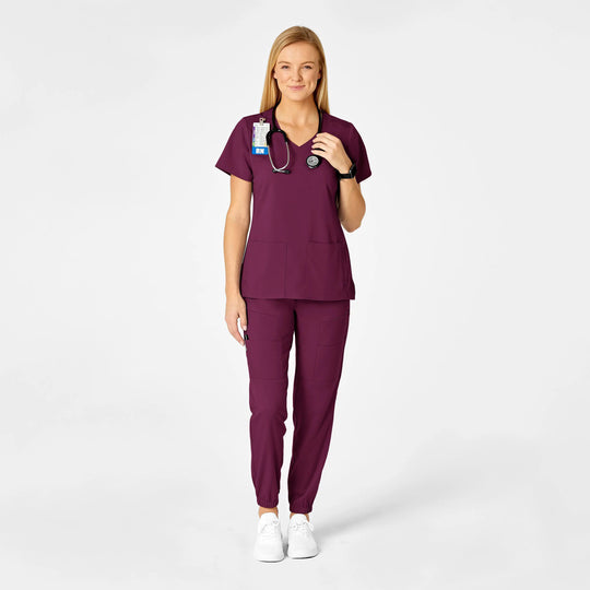 Wink Scrubs Women's Slim Cargo Jogger Scrub Pant Wine | scrub-supply.com