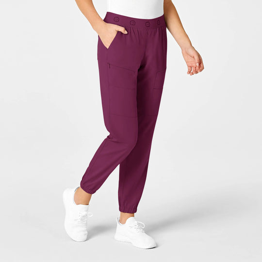 Wink Scrubs Women's Slim Cargo Jogger Scrub Pant Wine | scrub-supply.com