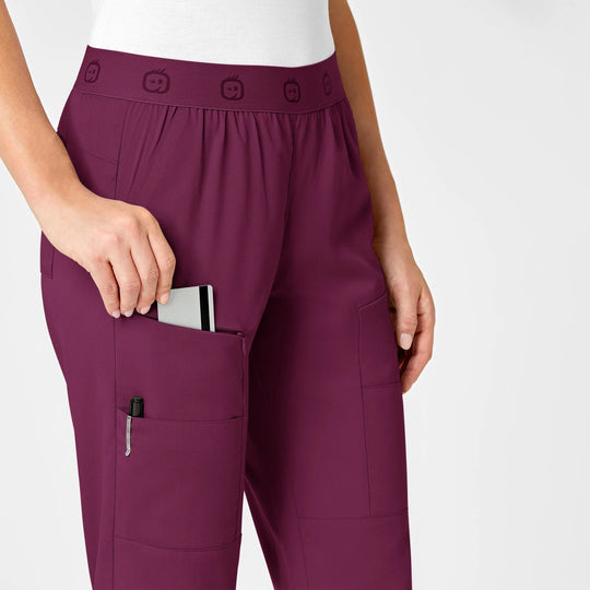 Wink Scrubs Women's Slim Cargo Jogger Scrub Pant Wine | scrub-supply.com