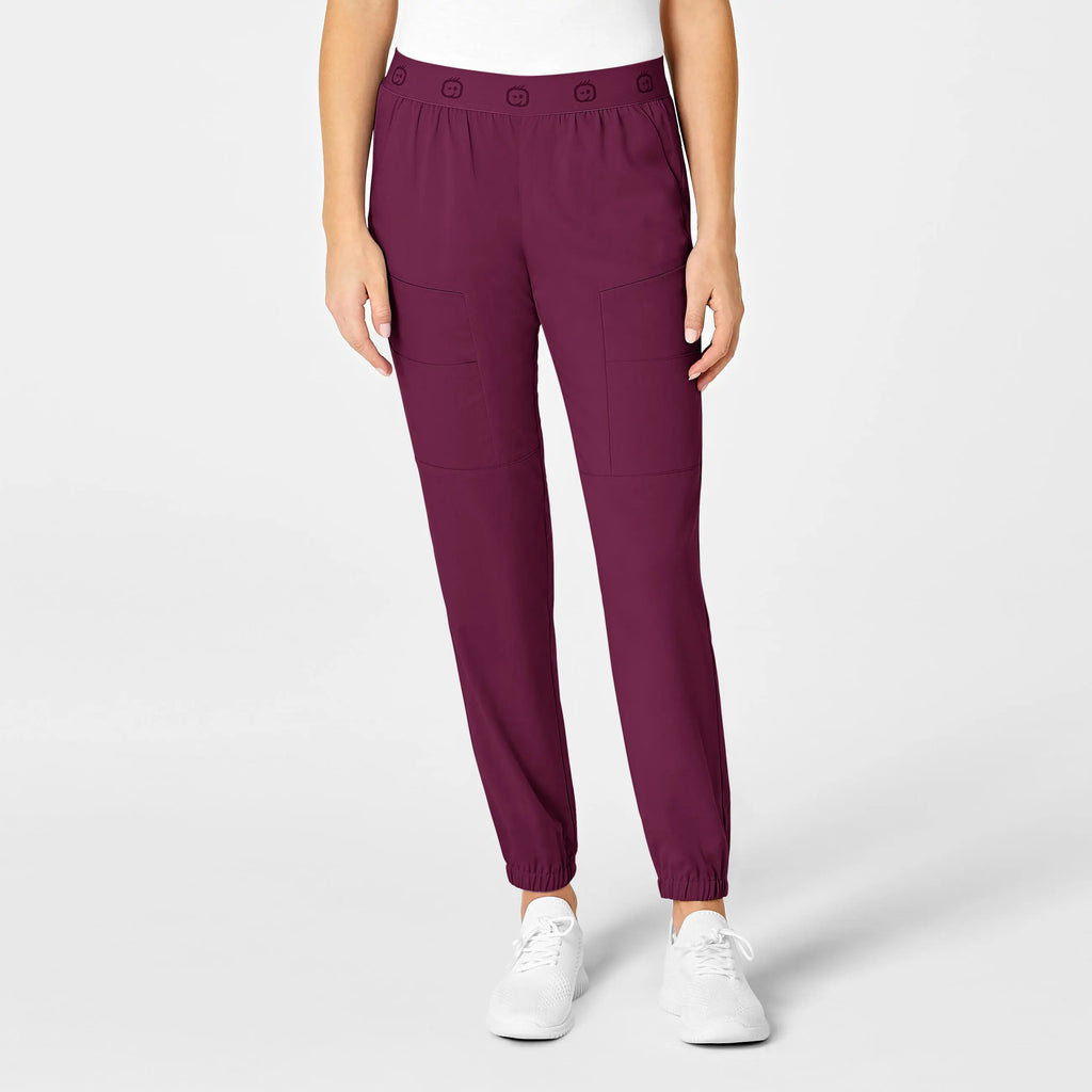 Wink Scrubs Women's Slim Cargo Jogger Scrub Pant Wine | scrub-supply.com
