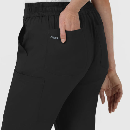 Wink Scrubs Women's Women’s High Rise Tapered Scrub Pant Black | scrub-supply.com
