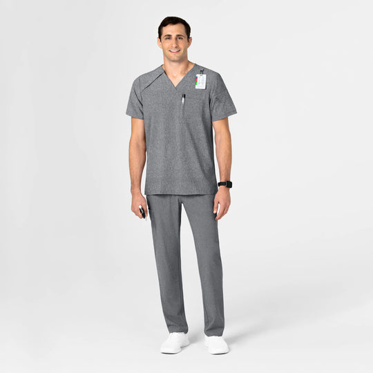 Wink Scrubs Men's EZ Zip Scrub Top Grey Heather | scrub-supply.com
