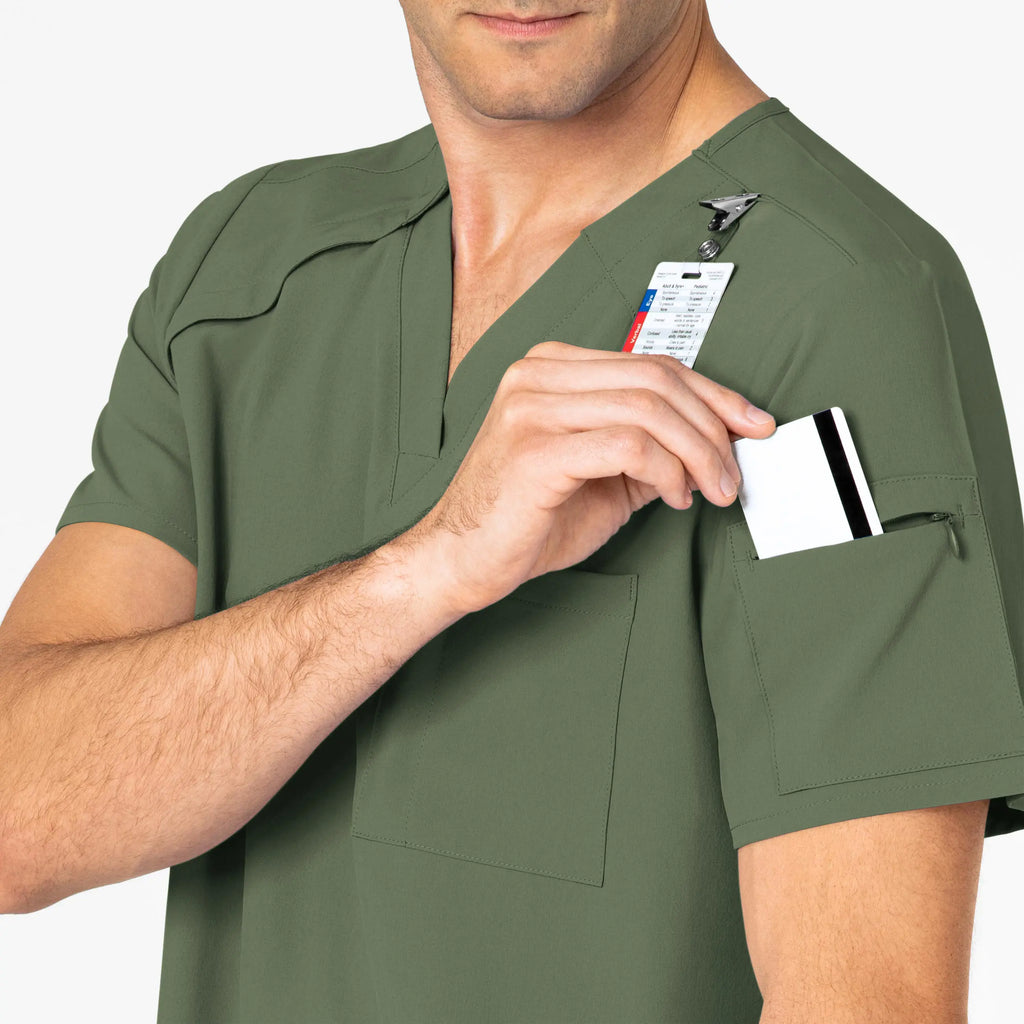 Wink Scrubs Men's EZ Zip Scrub Top Olive | scrub-supply.com