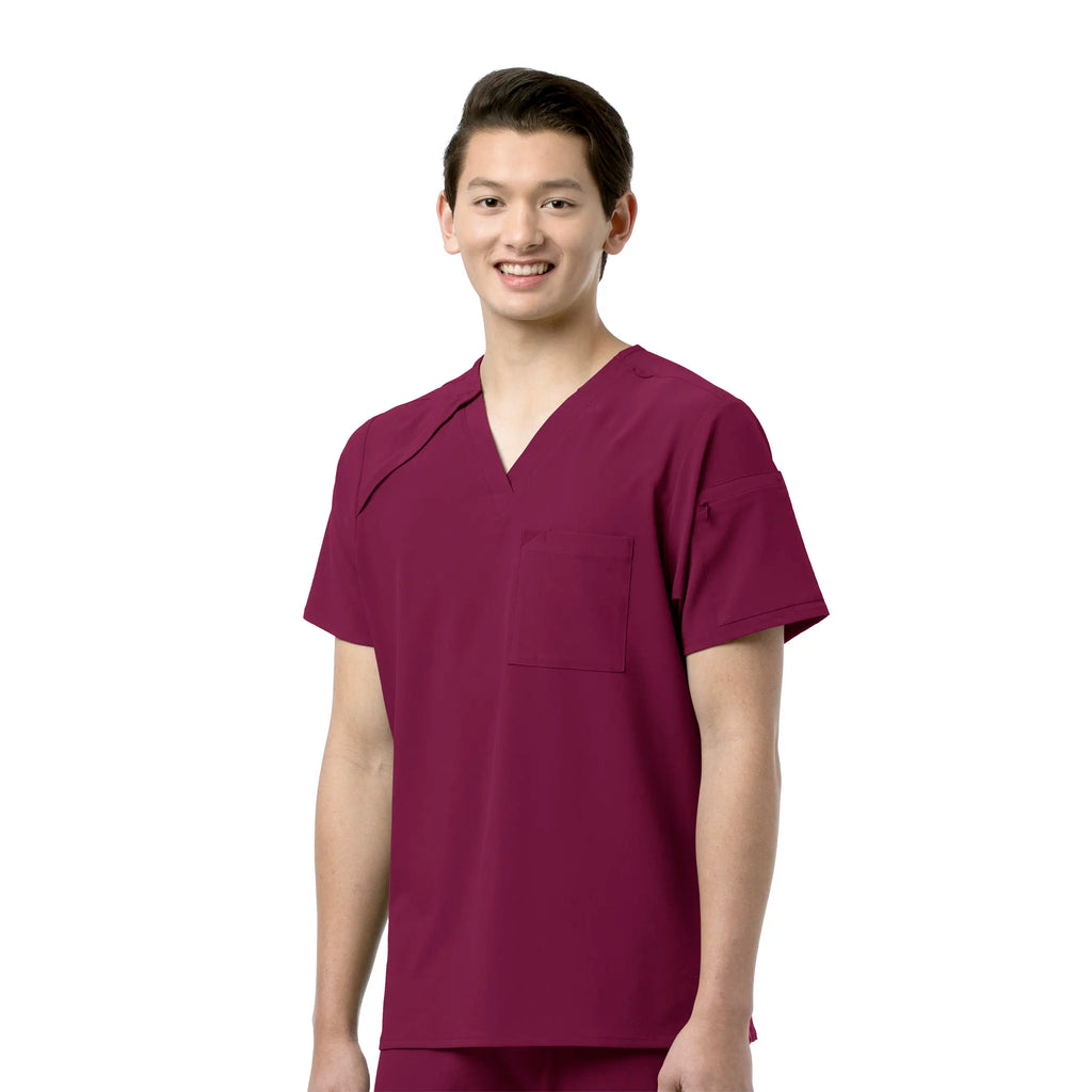 Wink Scrubs Men's EZ Zip Scrub Top Wine | scrub-supply.com