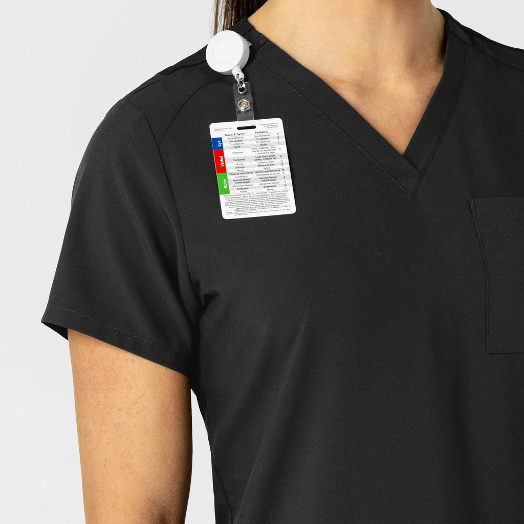 Wink Scrubs Women's W123 Flex-n-Reach V-Neck Scrub Top Black | scrub-supply.com