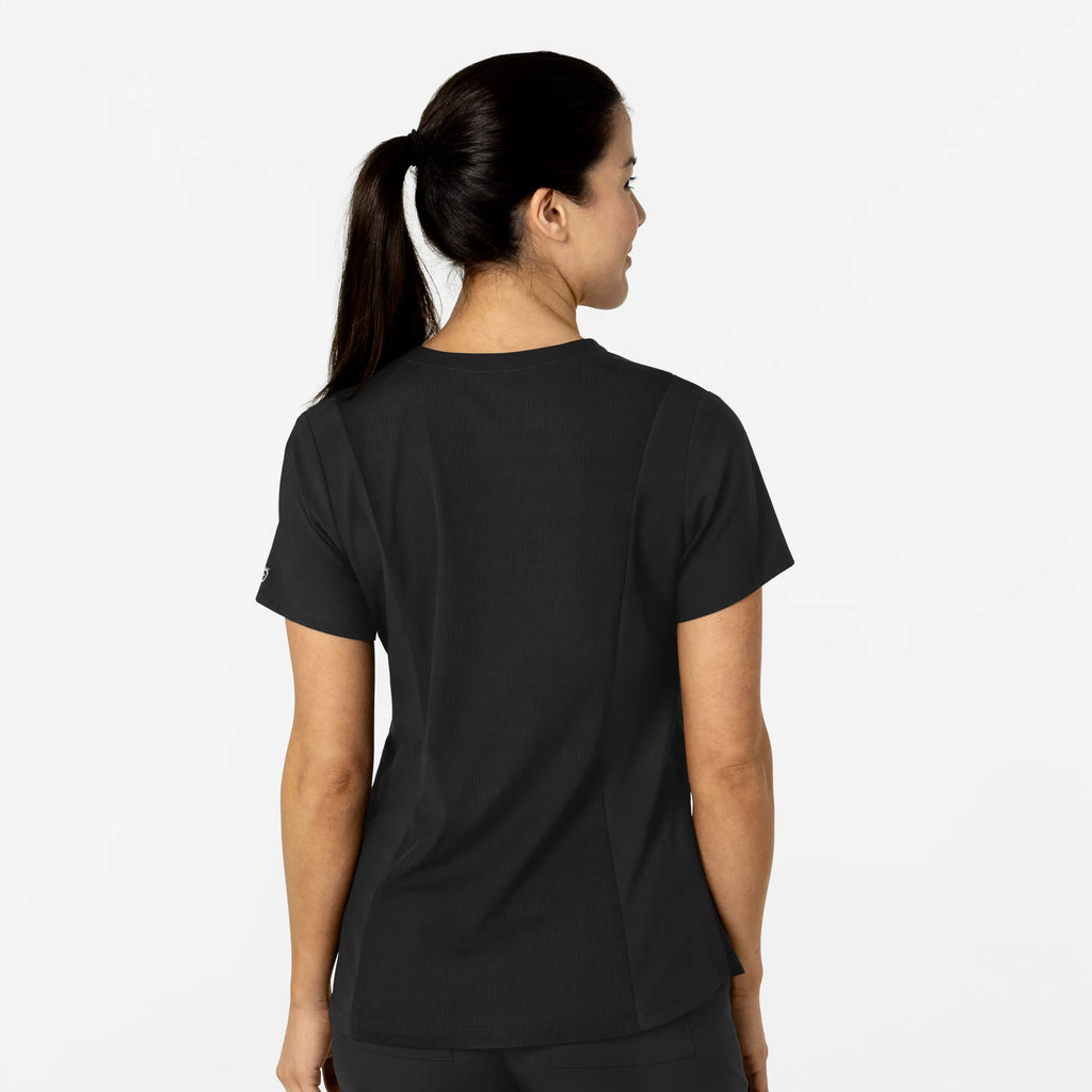 Wink Scrubs Women's W123 Flex-n-Reach V-Neck Scrub Top Black | scrub-supply.com